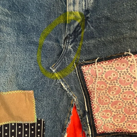 Vintage Wrangler Patchwork Jean skirt with Multicolor Accents - Picture 6 of 6